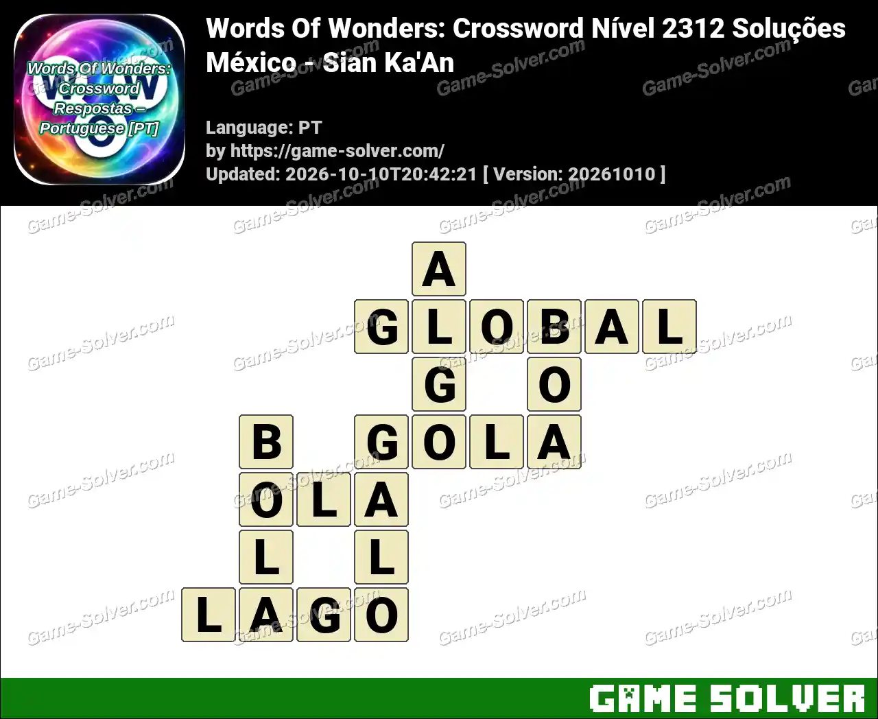 Words Of Wonders: Crossword Nível 2312 Soluções – México – Sian Ka’An